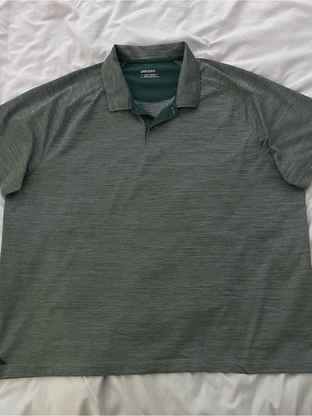 UNTUCKit Men's Heathered Forest Green Short-Sleeve Polo